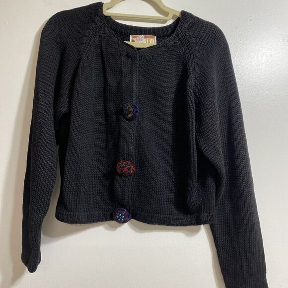 Vintage Cristina Women’s Ramie Blend Embroidered Button Up Cardigan Sweater SZ M - Picture 1 of 9